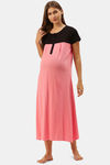 Nejo Cotton Maternity Loungewear Top - Coral — thumbnail 5