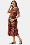 Nejo Bamboo Cotton Maternity Loungewear Top - Rust — thumbnail 2