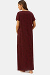 Nejo Cotton Maternity Full Length Nightdress - Maroon Print — thumbnail 4