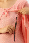 Nejo Cotton Maternity Full Length Nightdress - Coral Print — thumbnail 6
