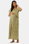 Nejo Cotton Full Length Maternity Nightdress - LightoliveAop — thumbnail 4