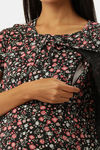 Nejo Cotton Full Length Maternity Nightdress - AnthraflowerAop — thumbnail 5