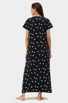 Nejo Cotton Maternity Full Length Nightdress - Navy — thumbnail 3