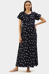 Nejo Cotton Maternity Full Length Nightdress - Navy — thumbnail 4