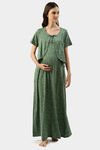 Nejo Cotton Maternity Full Length Nightdress - Ltgreen — thumbnail 1