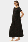 Nejo Cotton Maternity Full Length Nightdress - Dkgrey — thumbnail 2
