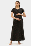 Nejo Cotton Maternity Full Length Nightdress - Dkgrey — thumbnail 4