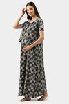 Nejo Cotton Maternity Full Length Nightdress - Dkgrey — thumbnail 2