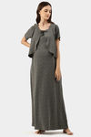 Nejo Cotton Maternity Full Length Nightdress - Dkgrey — thumbnail 1