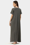 Nejo Cotton Maternity Full Length Nightdress - Dkgrey — thumbnail 4