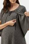 Nejo Cotton Maternity Full Length Nightdress - Dkgrey — thumbnail 5