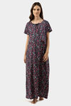 Nejo Cotton Maternity Full Length Nightdress - Navy — thumbnail 1