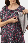 Nejo Cotton Maternity Full Length Nightdress - Navy — thumbnail 5