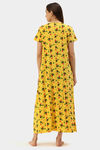 Nejo Cotton Maternity Full Length Nightdress - Yellow — thumbnail 3