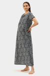 Nejo Cotton Maternity Full Length Nightdress - Navythokka — thumbnail 2