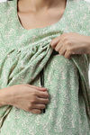 Nejo Cotton Maternity Full Length Nightdress - Frenchgreencream — thumbnail 5