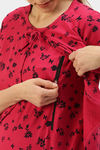 Nejo Cotton Maternity Full Length Nightdress - Fuchsiafly — thumbnail 5