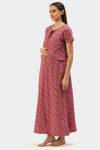 Nejo Cotton Maternity Full Length Nightdress - Orchid — thumbnail 2