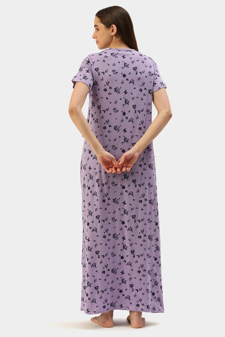 Nejo Cotton Maternity Full Length Nightdress - Lilacfly — image 3