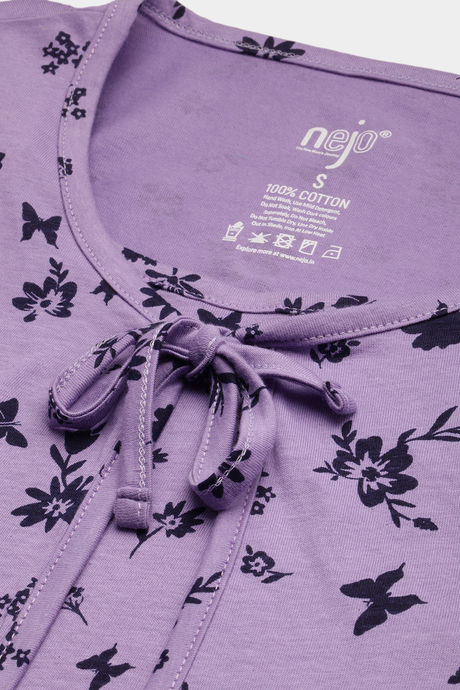 Nejo Cotton Maternity Full Length Nightdress - Lilacfly — image 6