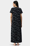 Nejo Cotton Maternity Full Length Nightdress - Blackterry — thumbnail 3