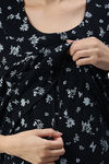 Nejo Cotton Maternity Full Length Nightdress - Blackterry — thumbnail 5