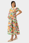 Nejo Cotton Maternity Lounge Dress - Whiteflower — thumbnail 2