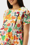 Nejo Cotton Maternity Lounge Dress - Whiteflower — thumbnail 5
