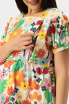 Nejo Cotton Maternity Lounge Dress - Whiteflower — thumbnail 6