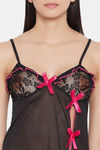 Secrets By ZeroKaata Polyester Elastane Babydoll With Thong - Black — thumbnail 5