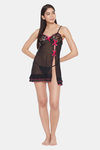 Secrets By ZeroKaata Polyester Elastane Babydoll With Thong - Black — thumbnail 6