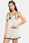Secrets By ZeroKaata Satin Babydoll With Thong - White — thumbnail 3