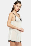 Secrets By ZeroKaata Satin Babydoll With Thong - White — thumbnail 4