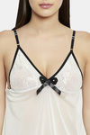 Secrets By ZeroKaata Satin Babydoll With Thong - White — thumbnail 5