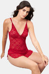 Secrets By ZeroKaata Lace Babydoll With Thong - Maroon — thumbnail 7
