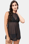 Secrets By ZeroKaata Nylon Babydoll With Thong - Black — thumbnail 1