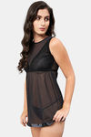Secrets By ZeroKaata Nylon Babydoll With Thong - Black — thumbnail 3