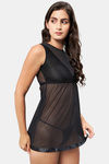 Secrets By ZeroKaata Nylon Babydoll With Thong - Black — thumbnail 4