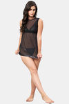 Secrets By ZeroKaata Nylon Babydoll With Thong - Black — thumbnail 6
