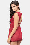 Secrets By ZeroKaata Nylon Babydoll With Thong - Maroon — thumbnail 2