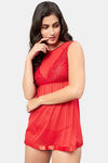 Secrets By ZeroKaata Nylon Babydoll With Thong - Red — thumbnail 1