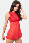 Secrets By ZeroKaata Nylon Babydoll With Thong - Red — thumbnail 4