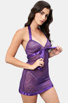 Secrets By ZeroKaata Lace Babydoll With Thong - Purple — thumbnail 4