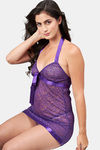 Secrets By ZeroKaata Lace Babydoll With Thong - Purple — thumbnail 7