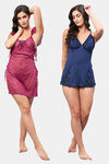 Secrets By ZeroKaata Nylon Babydoll With Thong (Pack of 2) - Assorted — thumbnail 1