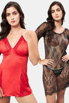 Secrets By ZeroKaata Babydoll With Thong Briefs (Pack of 2) - Assorted — thumbnail 1