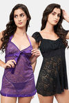 Secrets By ZeroKaata Babydoll With Thong Briefs (Pack of 2) - Assorted — thumbnail 1