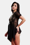 Secrets By ZeroKaata Sheer Self Design Baby Doll For Women- Black — thumbnail 3