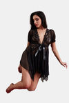 Secrets By ZeroKaata Sheer Self Design Baby Doll For Women- Black — thumbnail 6