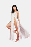  Secrets By ZeroKaata Sheer Self Design Long Baby Doll For Women- White — thumbnail 3